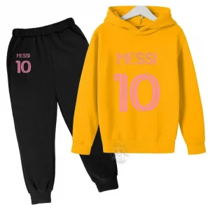 Football Star Messi Children's Hoodies Set Street Fashion Boys and Girls Autumn Sports Pullover + Sweatpants 2 Piece Set Outdoor