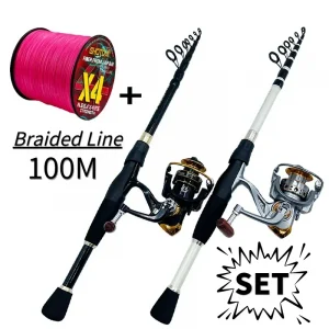 0.6–2.4m Telescopic Lure Fishing Rod & Reel Combo