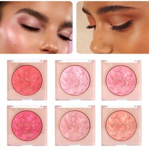 Rose powder blusher pearl fine glitter powder highlights and brightens