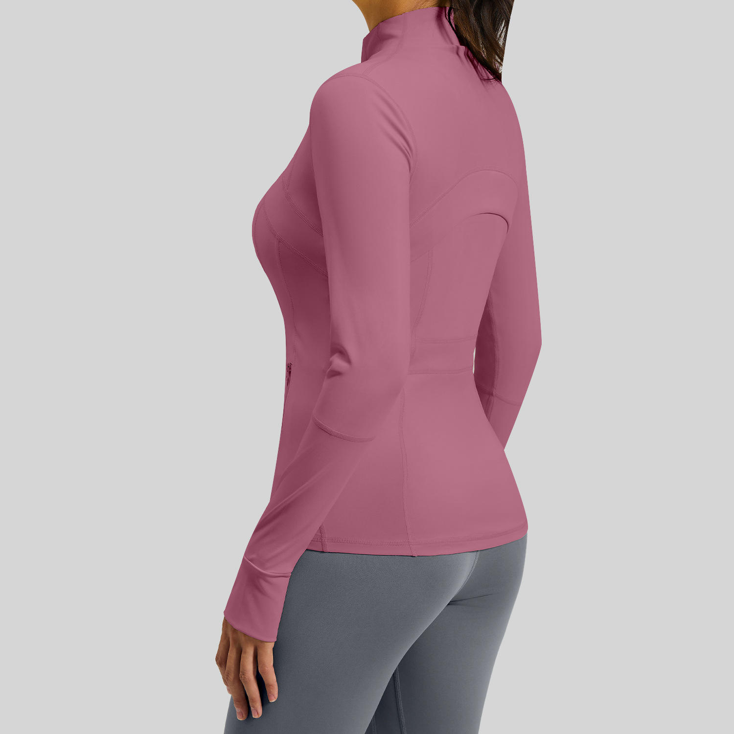 European-style spliced fitness jacket European-style spliced fitness jacket, breathable and stretchable with pockets, suitable for running, cycling, sports and yoga, breathable and stretchable with pockets, suitable for running, cycling, sports and yoga - Image 9
