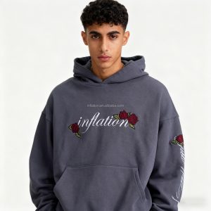 Embroidery Hoodie Fleece Liend Skull Heavy Weight Oversized Hoodies