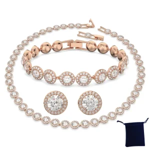 High Quality Women's Classic Happiness Diamond Round Crystal Necklace