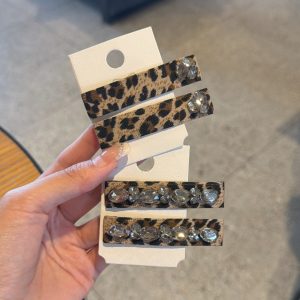 Leopard Print Fabric Square BB Hair Clip