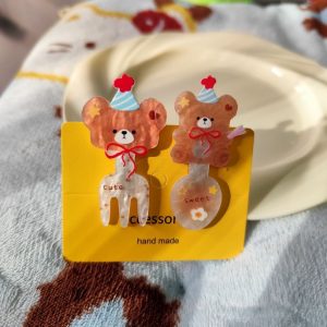 Cute Bear Fork‑Shaped Novelty Hair Clips