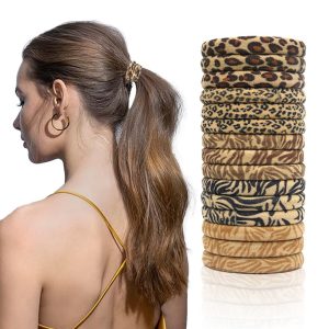 Leopard‑Print Soft Towel Scrunchies