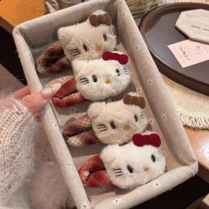 plaid Kitty hair clip