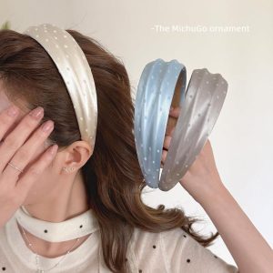 Satin Polka‑Dot Wide Textured Headbands