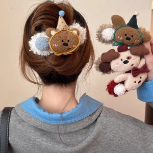 cute animal plush hair clip