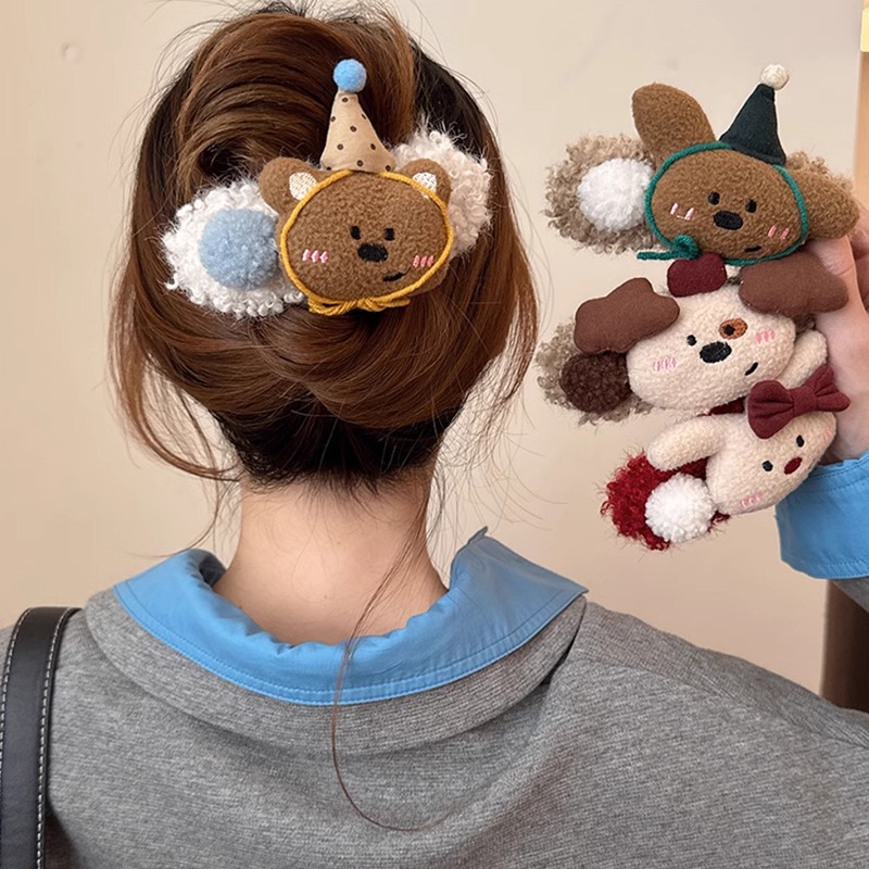 cute animal plush hair clip