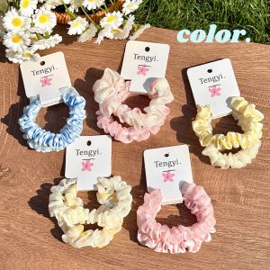Mesh Plaid Scrunchies Set