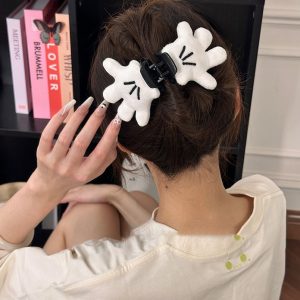 Cute Mickey‑Hand Plush Hair Claw Clip