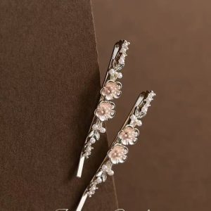 Pink Floral Bypass Side Barrette