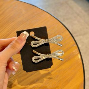 Exquisite Silver Bow Shiny Hair Clip