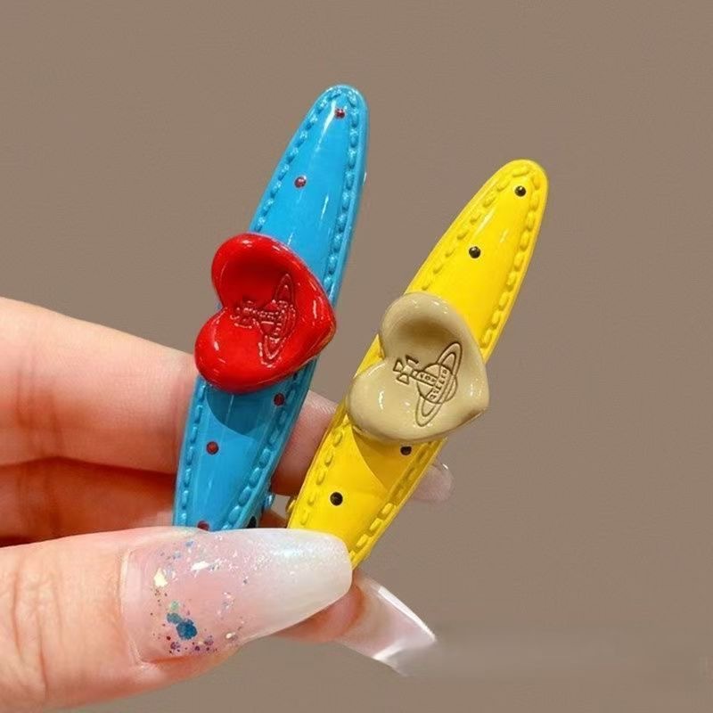 Heart Polka‑Dot Color‑Block Hair Barrette - Image 2