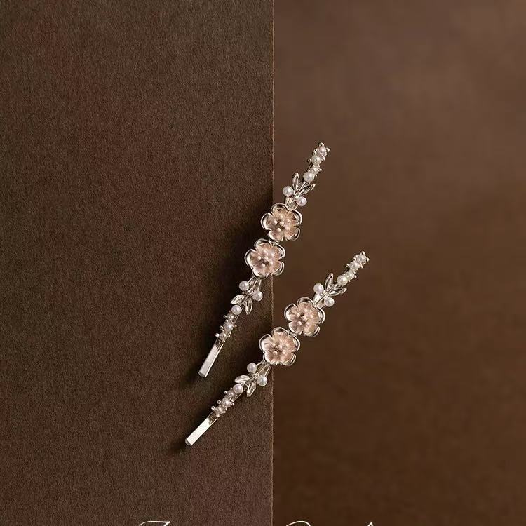 Pink Floral Bypass Side Barrette - Image 2