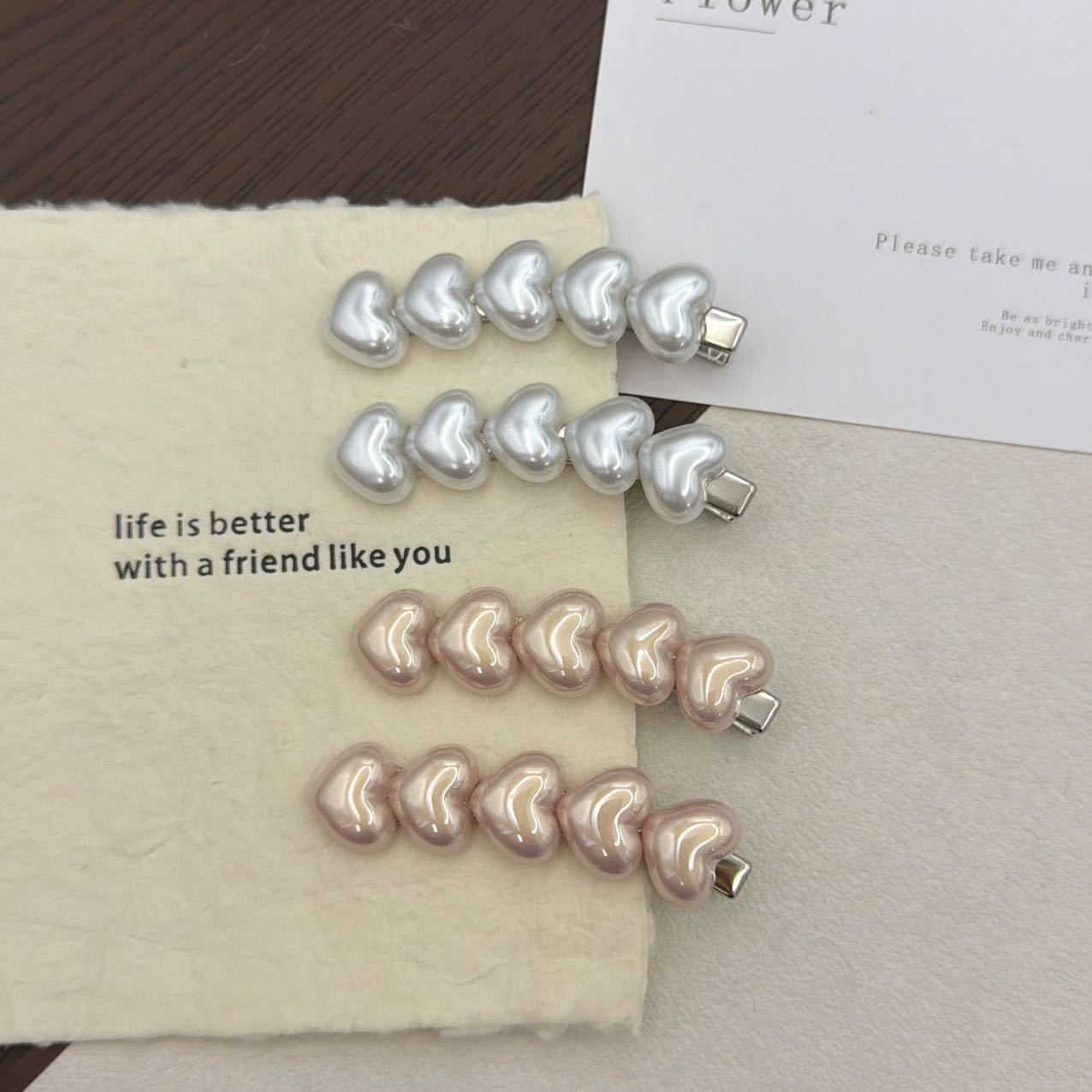 Ins Korean Style Girls Heart Pearl Duckbill Hair Clip - Image 2