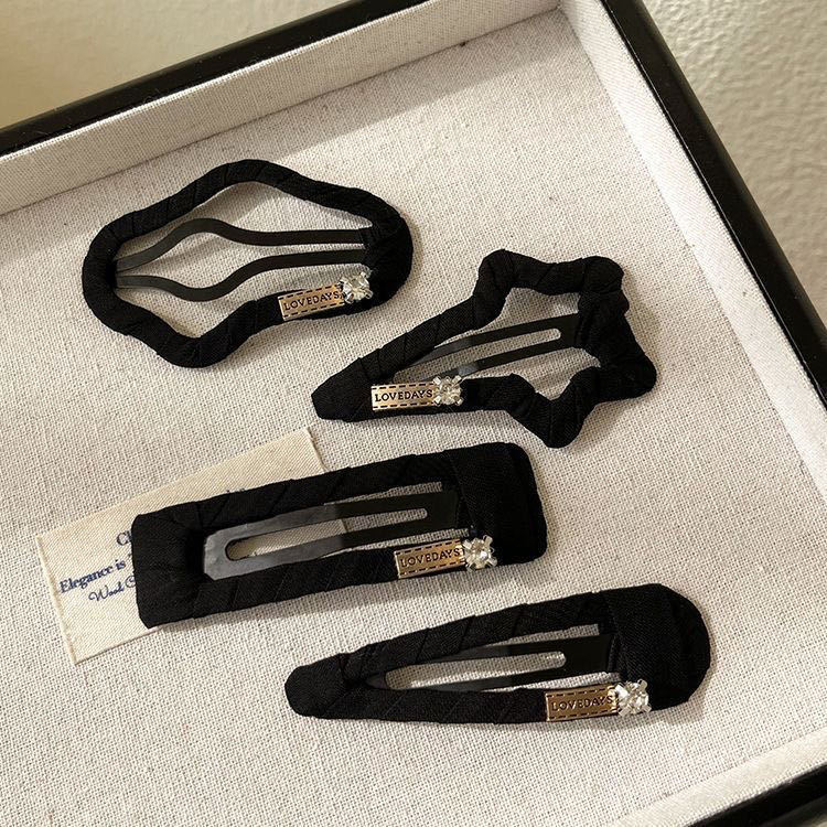 Women Forehead Side BB Hair Clip For Baby Hair, Metal Logo Black Hair Clip - Image 2