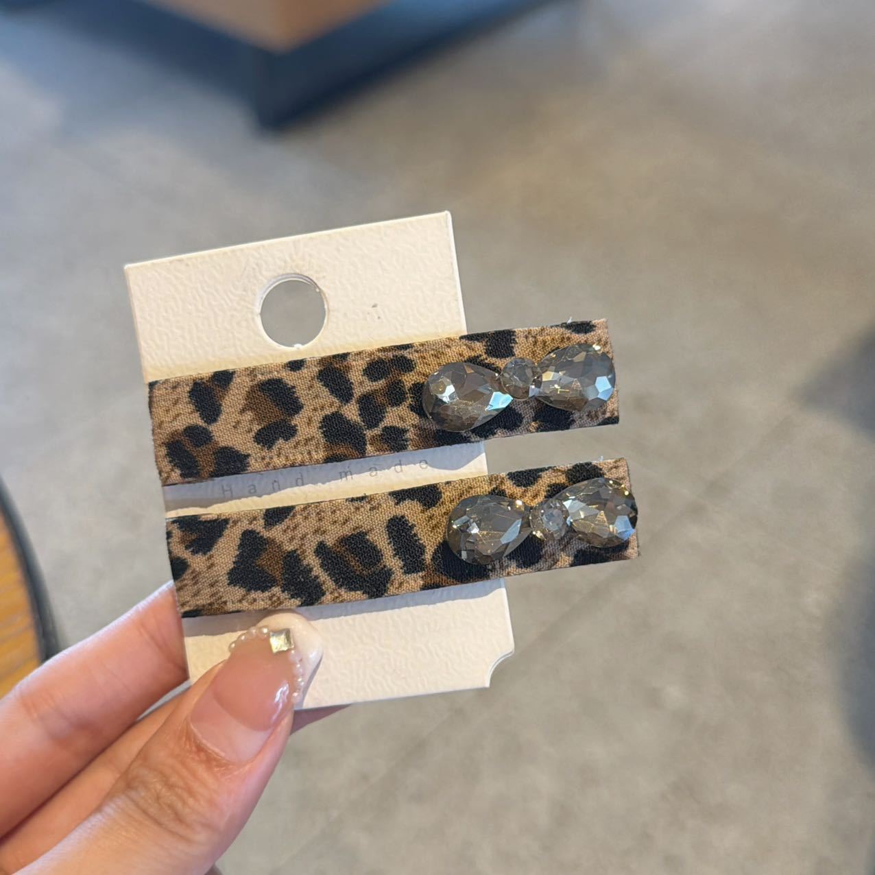 Leopard Print Fabric Square BB Hair Clip - Image 3