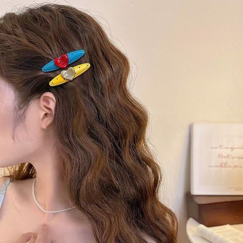 Heart Polka‑Dot Color‑Block Hair Barrette - Image 3