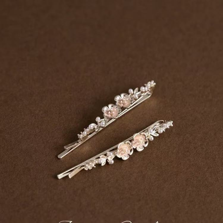 Pink Floral Bypass Side Barrette - Image 3