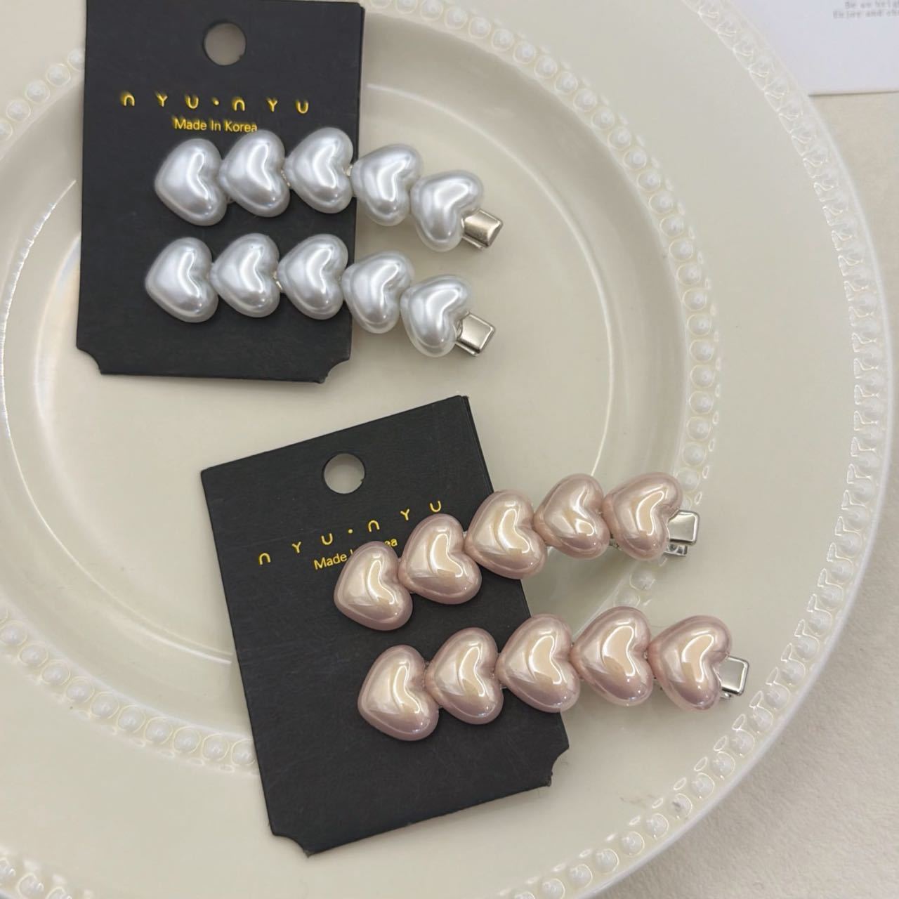 Ins Korean Style Girls Heart Pearl Duckbill Hair Clip - Image 3