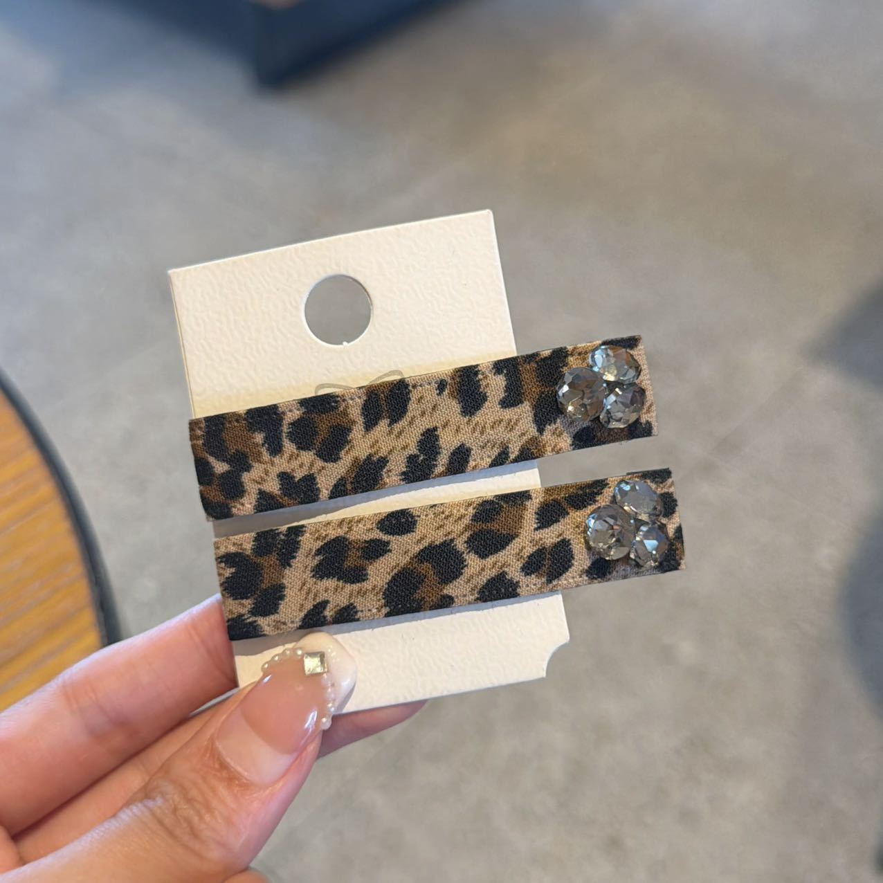 Leopard Print Fabric Square BB Hair Clip - Image 4