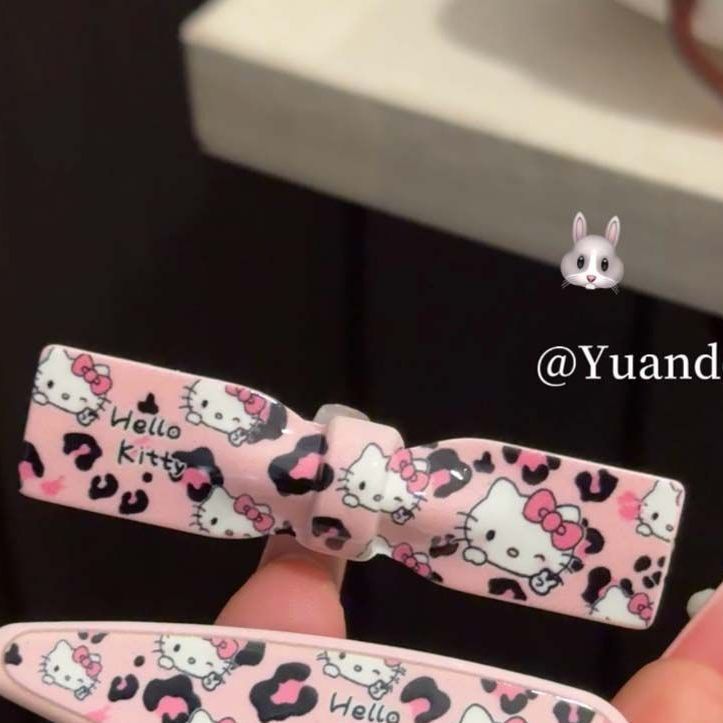 Pink Leopard Cat Bow Hair Clip - Image 2