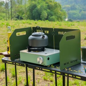 Outdoor Camping Thickened Folding Windscreen for Cassette Stove