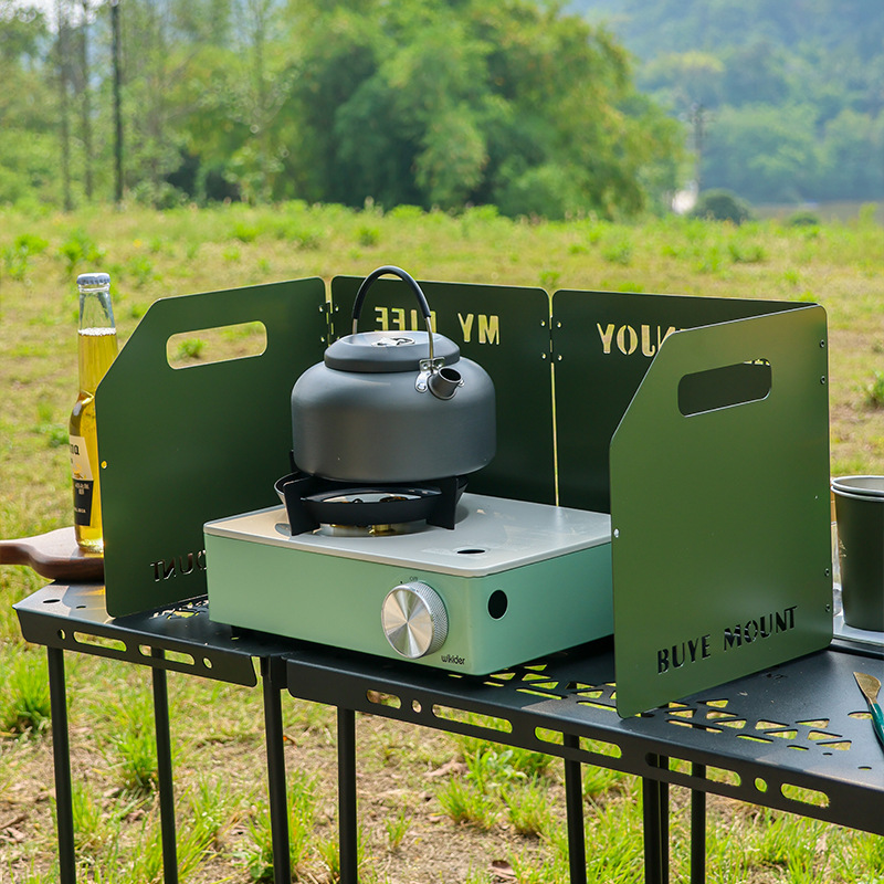 Outdoor Camping Thickened Folding Windscreen for Cassette Stove