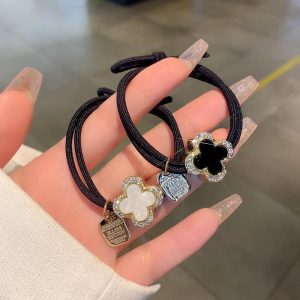 Sparkly four leaf clover rhinestone hair tie