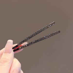 Korean Style Elegant Black Rhinestone Pearl Hair Clip