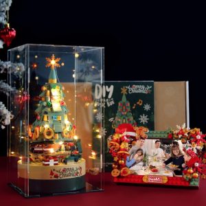 Colorful Building Block Christmas Tree Rotating Music Box