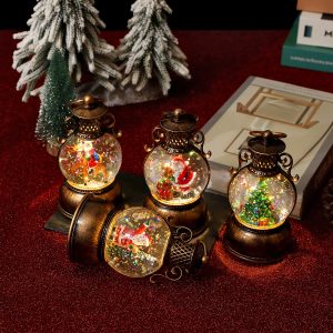 Christmas Santa Vintage Lantern Snow Globe