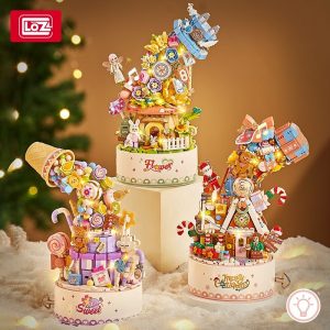 Sweet Flower Trip Building Block Christmas Music Box with Light
