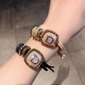 Elegant Rhinestone Letter D Hair Tie