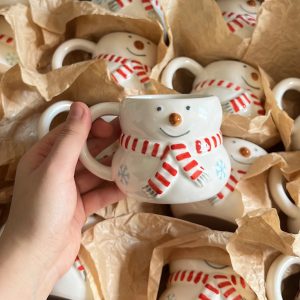 Cute Girly Christmas Snowman Ceramic Mug