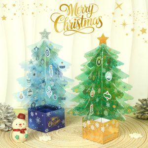 Blue Green Christmas Tree Greeting Card