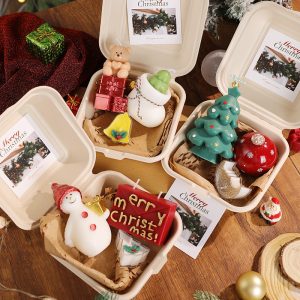 Hand Painted Christmas Tree Shaped Candle Gift Box