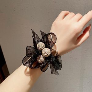 Bow Organza Scrunchie Elegant Sheer Fabric Elastic Hair Scrunchie