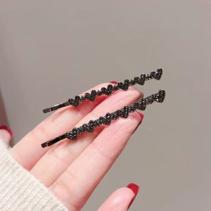 Heart crystal side hair clip barrette hair pin