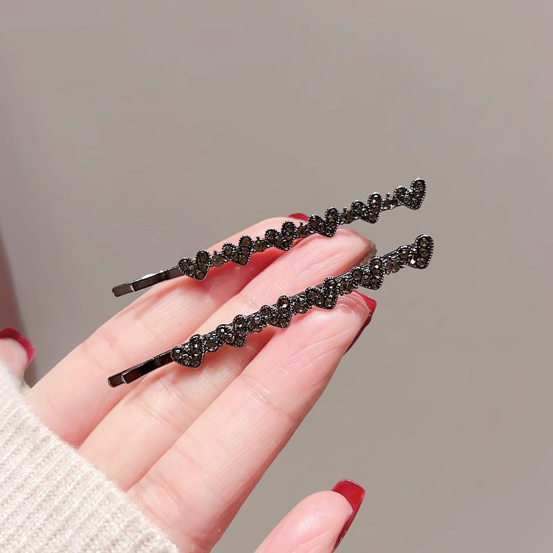 Heart crystal side hair clip barrette hair pin