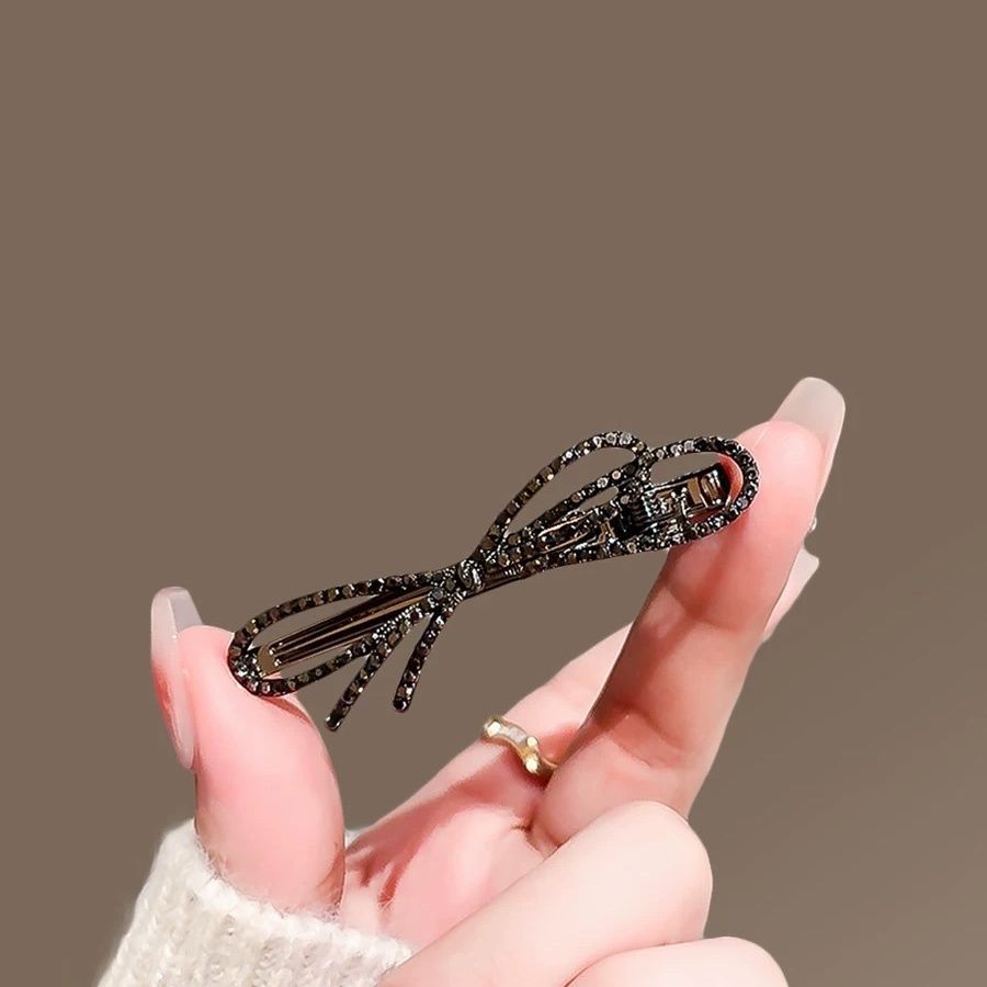 Full rhinestone elegant bow side hair clip - Image 2