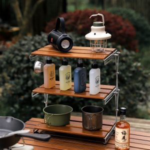 Outdoor Camping 3‑Tier Folding Storage Rack