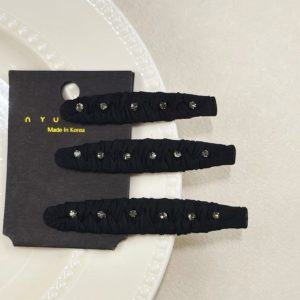 Rhinestone Pea‑Shaped BB Clip, Fabric‑Covered Forehead Bang Side Hair Pin