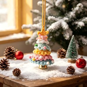 Crochet Christmas Plush Car Ornament Handmade Gift