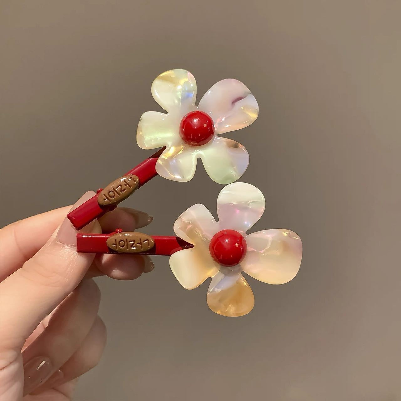 Luxury Iridescent Acetate Flower Hair Barrette - Image 2
