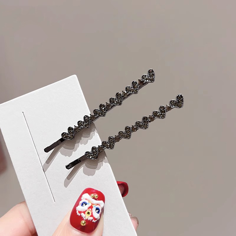 Heart crystal side hair clip barrette hair pin - Image 3