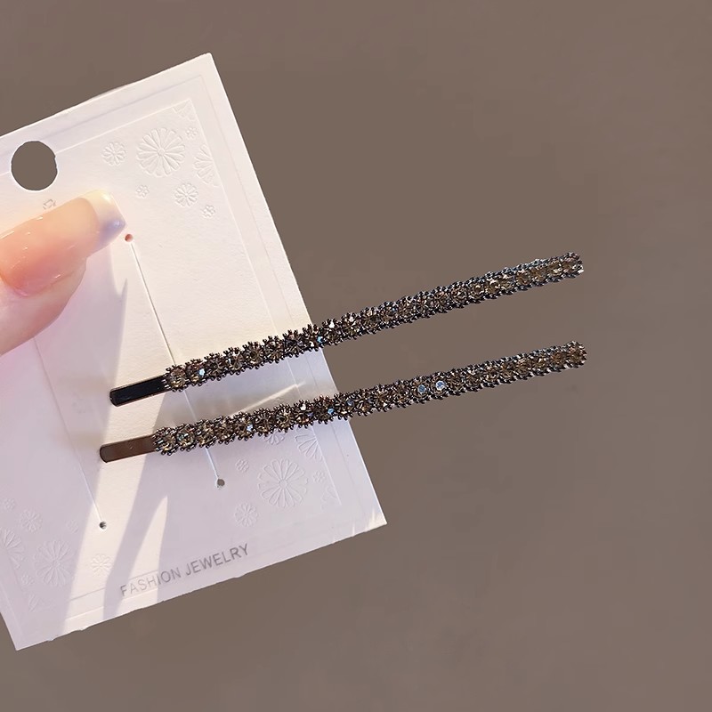 Korean Style Elegant Black Rhinestone Pearl Hair Clip - Image 2