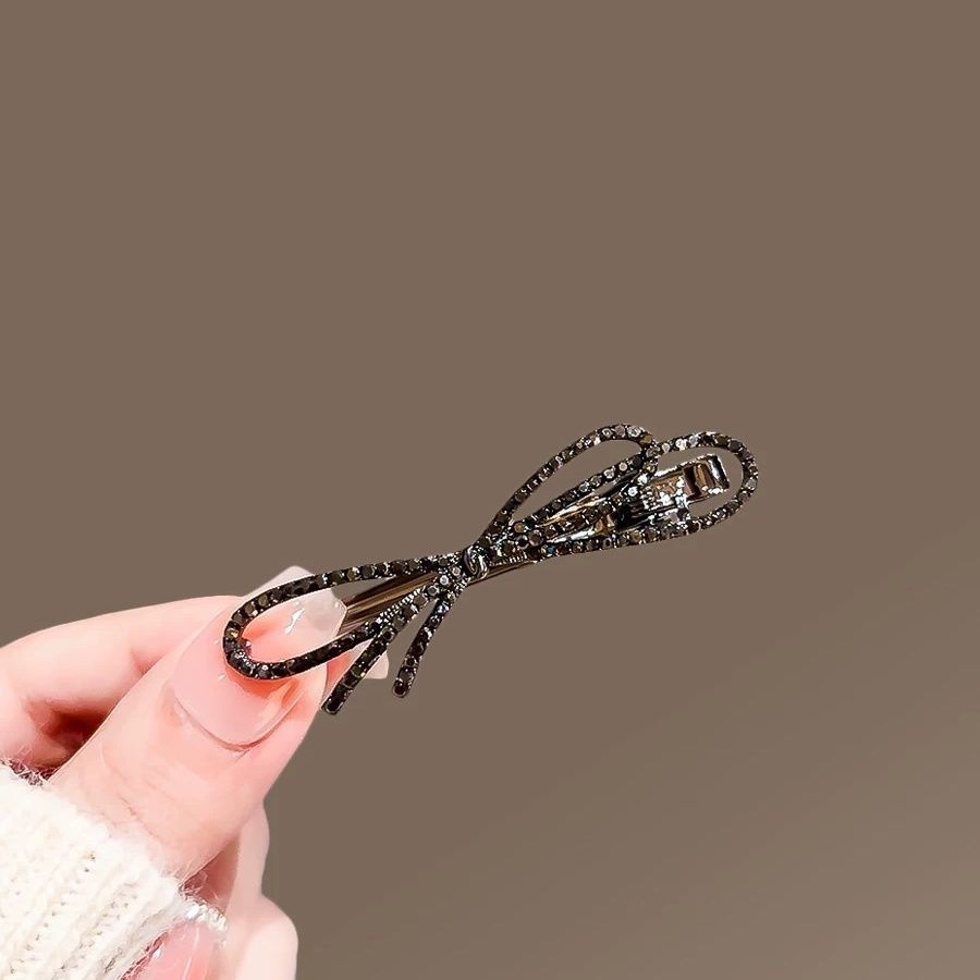 Full rhinestone elegant bow side hair clip - Image 3