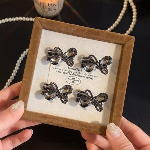 Elegant large sparkly rhinestone bow hair clip
